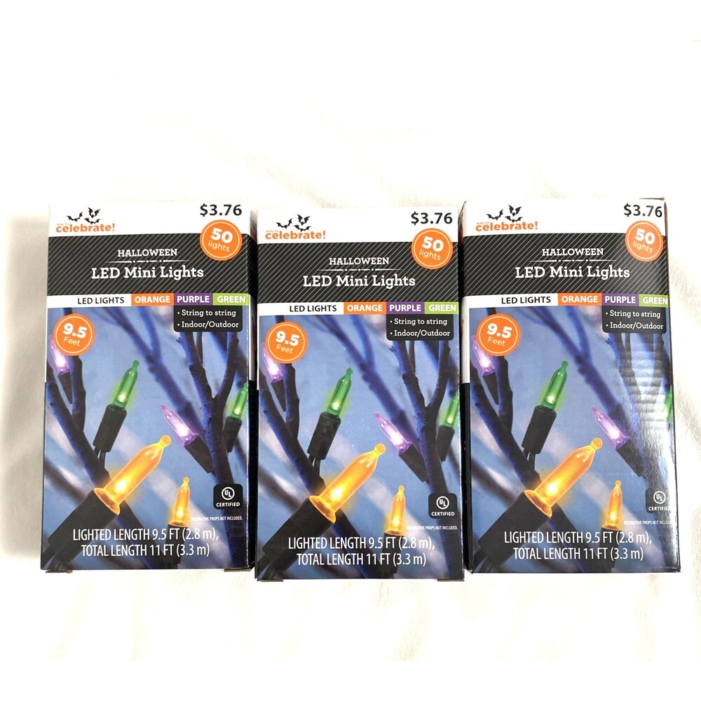 Halloween Led Mini Lights Multicolor Indoor Outdoor Home Decor Holidays 3 Packs